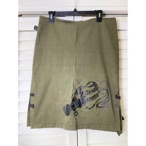 Vintage Rare E.C. Star Midi Skirt Army Green, Dystopia, Industrial, Iconic | XL